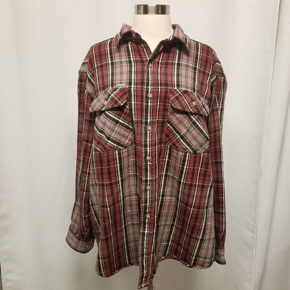 Vintage Carhartt Plaid Button Down Work Thick Shirt‎ Jacket Shacket Classic Lg